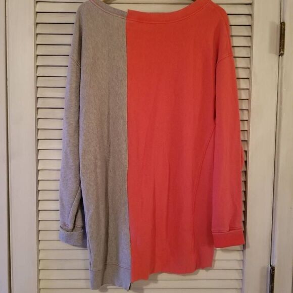 Free People Color Block Sweatshirt Coral Grey M - Picture 8 of 8